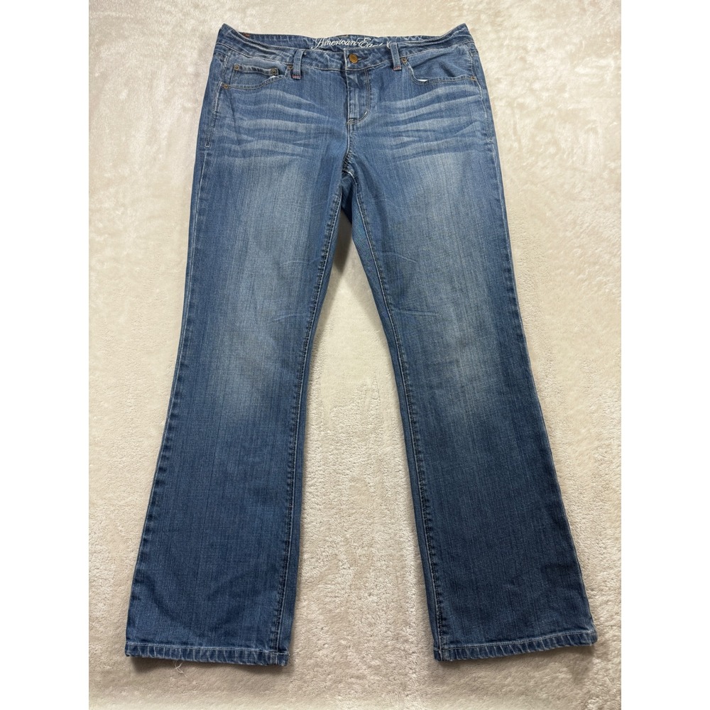 American Eagle Womens True Boot Blue Denim Jeans 12 Short Meas: 34x29.5